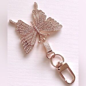 Sparkling Gold & Crystal Butterfly Keychain